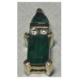 14KT YELLOW GOLD EMERALD & DIAMOND PENDANT 1.80GRS
