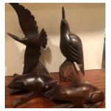 O - LOT OF 4 CARVED WOOD FIGURES (A65)