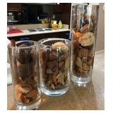 O - 3 CYLINDER VASES W/ POTPOURRI (K34)