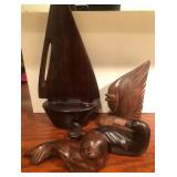 O - LOT OF 4 CARVED WOOD FIGURES (A66)