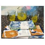 43 - NEW WMC PITCHER, GLASSES, TEA TOWELS, NAPKINS