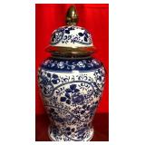 43 - NEW WMC BLUE & WHITE WARE GINGER JAR 17"T