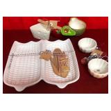 43 - NEW WMC CORN COB DISH, CONDIMENT/DIP BOWLS