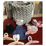 43 - NEW WMC COILED ROPE BASKET, HAIR ACCESSORIES