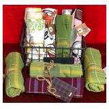43 - NEW WMC LOT OF DISH TOWELS & METAL BASKET
