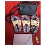 43 - NEW WMC FUTSOLES, CLUTCH & SHOULDER BAG