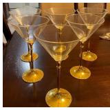 W - SET OF 6 GOLD BASE MARTINI GLASSES (C23)