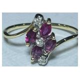 14KT YELLOW GOLD RUBY & DIAMOND RING 1.60GRS