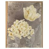 W - FRAMED FLORAL CANVAS WALL ART 24X18" (C43)