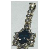 14KT YELLOW GOLD SAPPHIRE & DIAMOND PENDANT 1.70GS