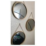 W - LOT OF 3 ROUND WALL MIRRORS 10" (A4)