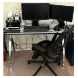 W - OFFICE DESK WITH CHAIR & MONITORS (B41)