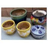 W - ASSORTED COLORFUL CERAMIC PLANTERS LOT (Y9)