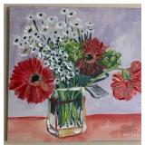 W - COLORFUL FLORAL STILL LIFE PAINTING 24X24"(B4)