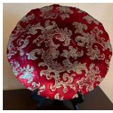 W - ORNATE RED METALLIC DECORATIVE PLATE (C6)