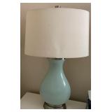 W - PAIR OF MODERN WHITE SHADE TABLE LAMP (B2)