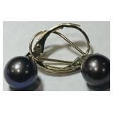 14KT YELLOW GOLD BLACK PEARL EARRINGS