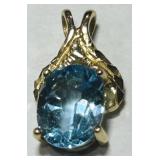 10KT YELLOW GOLD TOPAZ PENDANT