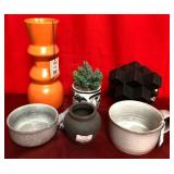 43 - NEW WMC VASES, FAUX SUCCULENT, SOUP MUGSS
