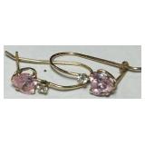 10KT YELLOW GOLD PINK CZ EARRINGS