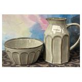43 - NEW WMC GLAZED CERAMIC PITCHER & BOWL (D38)