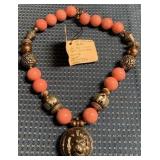 341 - BEADED NECKLACE W/ PENDANT (B46)