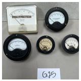 11 - VINTAGE PANEL METERS & VOLTMETER SET (G25)