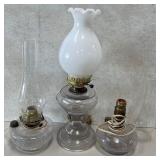 N - LOT OF 3 VINTAGE OIL  LAMPS (B169)