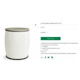 43 - WHITE METAL BARREL STORAGE BIN
