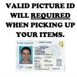 999c - PICTURE ID WILL BE REQUIRED TO PICK UP