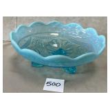 500 - JEFFERSON BLUE OPALESCENT FOOTED BOWL