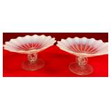 11 - 2 NORTHWOOD WHITE OPALESCENT COMPOTES