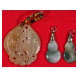 11 - LOT OF 3 CARVED JADE PENDANTS (A54)