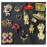 11 - VINTAGE COSTUME BROOCH PIN COLLECTION (A214)