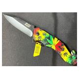 43 - RASTA LEAF TACTICAL FOLDING KNIFE (A190)