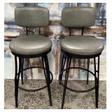 11 - PAIR PADDED METAL SWIVEL STOOLS