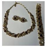 11 - VINTAGE AMBER RHINESTONE JEWELRY SET (A199)