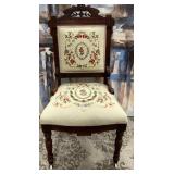 11 - VINTAGE PARLOR CHAIR W/ NEEDLEPOINT
