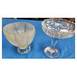 11 - VINTAGE PEDESTAL DISH & CUPPED VASE (E9)