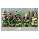 11 - LOT OF 5 LEPRECHAUN DECANTERS (G8