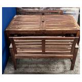 11 - WOOD SLAT TABLE W/ 2 BENCHES