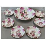 N - 7-PIECE FLORAL PORCELAIN BOWL SET (B148)