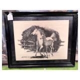 11 - FRAMED HORSES ARTWORK 16X20"