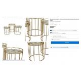 43 - GOLD METAL GLASS NESTING TABLES