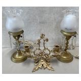 N - VINTAGE BRASS LAMPS AND CANDELABRA (B152)