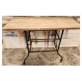 43 - INDUSTRIAL WOODEN TABLE ON WHEELS