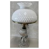 N - VINTAGE MILK GLASS HURRICANE LAMP (B167)