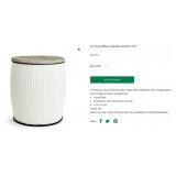 43 - WHITE METAL BARREL STORAGE BIN