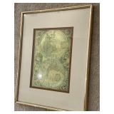 W - FRAMED ANTIQUE WORLD MAP ART (L91)