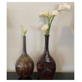 W - DECORATIVE CERAMIC VASES W/FLOWERS (L24)